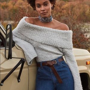 UO Isadora Off-The-Shoulder Boucle Sweater